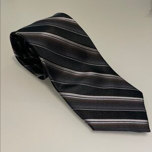 Sophisticated Black and Silver Striped Men's Tie